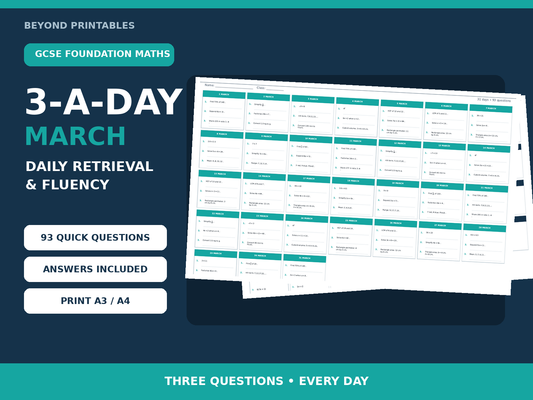 GCSE Foundation One-Mark Skills 3-a-Day March | Daily Retrieval | Answers