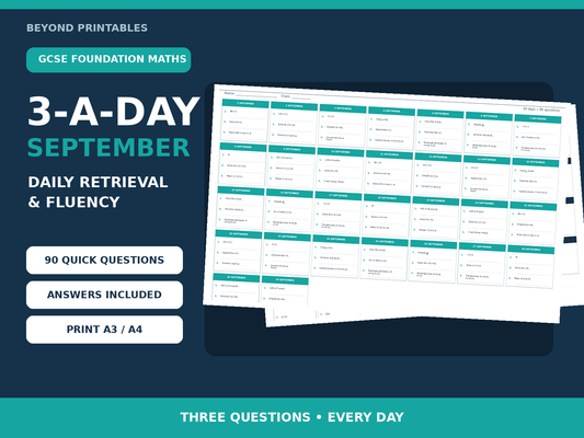 GCSE Foundation One-Mark Skills 3-a-Day September | Daily Retrieval | Answers