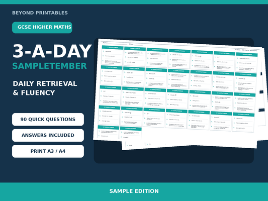 FREE GCSE Essential Higher Skills 3-a-Day Sample | Answers | A3