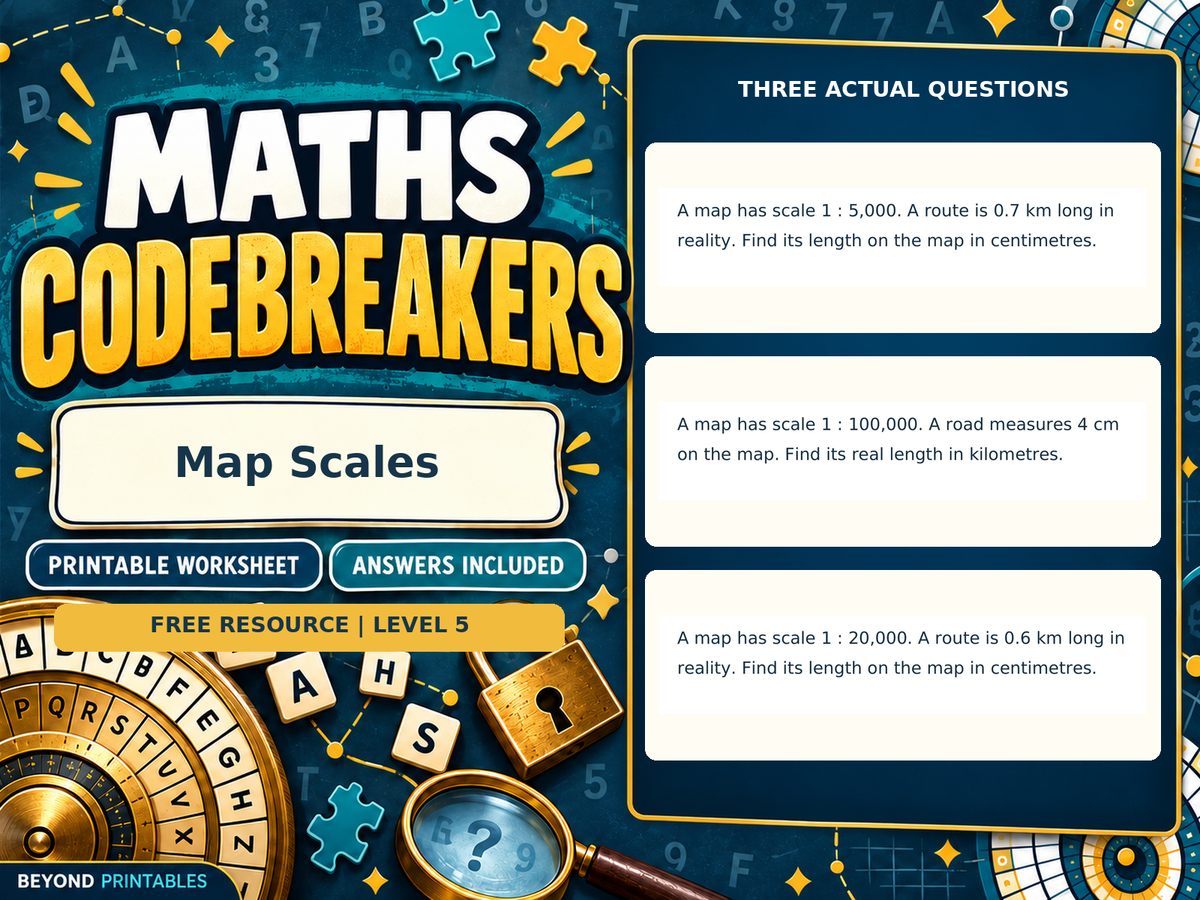 FREE Map Scales | Maths Codebreaker | Answers Included — answer preview