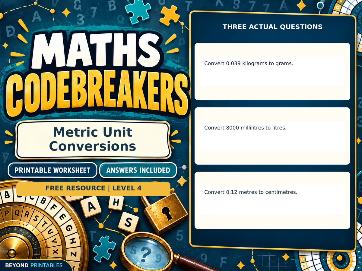 FREE Metric Unit Conversions | Maths Codebreaker | Answers Included — answer preview