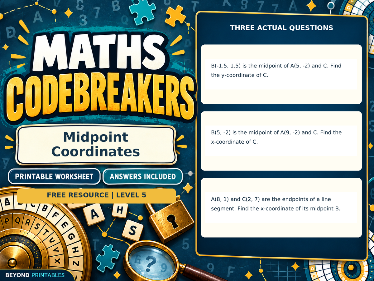 FREE Midpoint Coordinates | Maths Codebreaker | Answers Included — answer preview