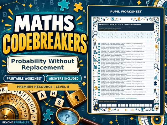 Premium Probability Without Replacement | Maths Codebreaker | Answers Included — cover