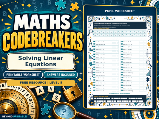 FREE Solving Linear Equations | Maths Codebreaker | Answers Included — cover