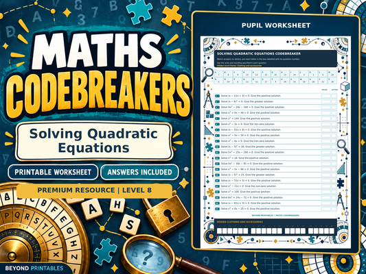 Premium Solving Quadratic Equations | Maths Codebreaker | Answers Included — cover