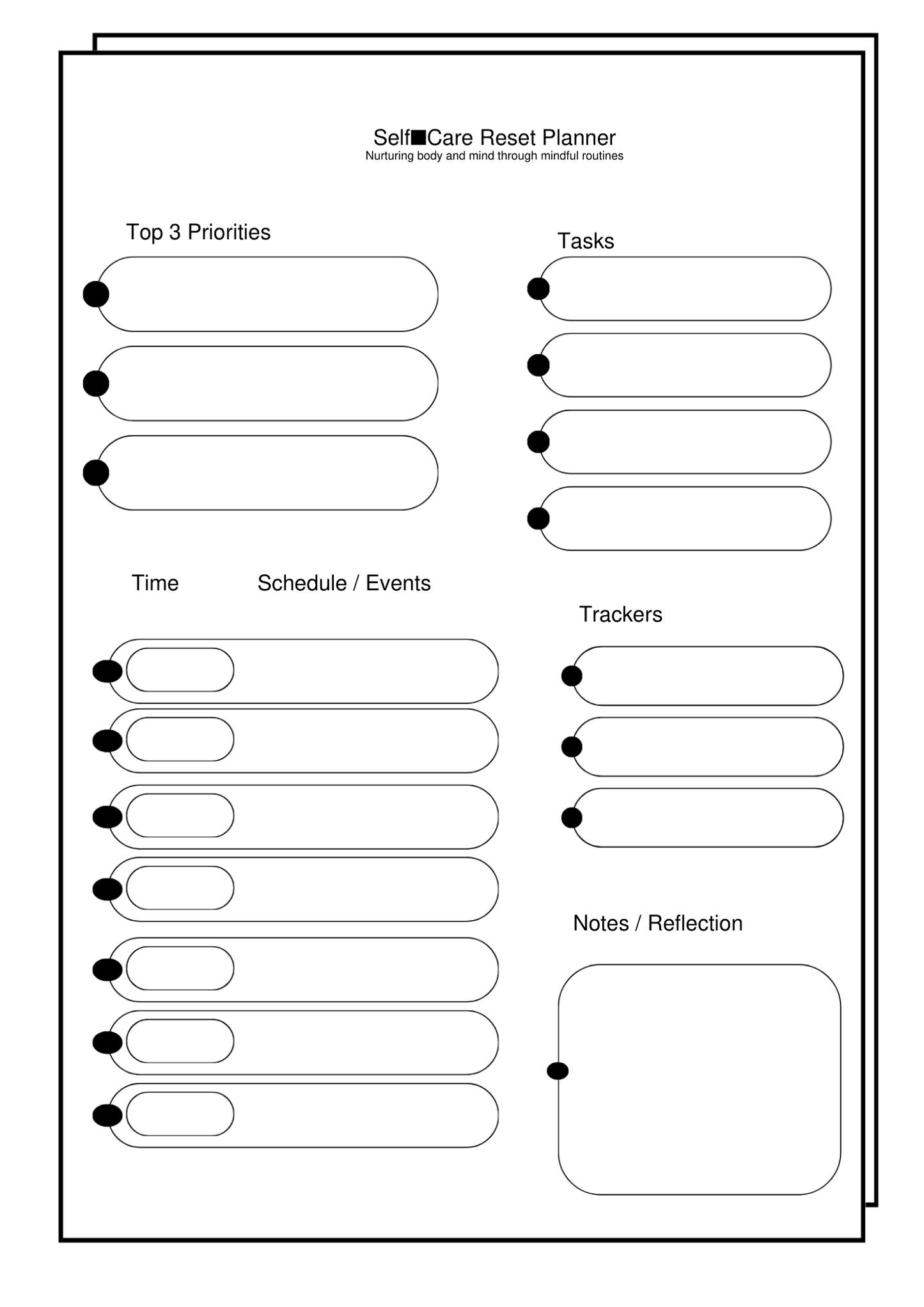 Self Care Reset Planner