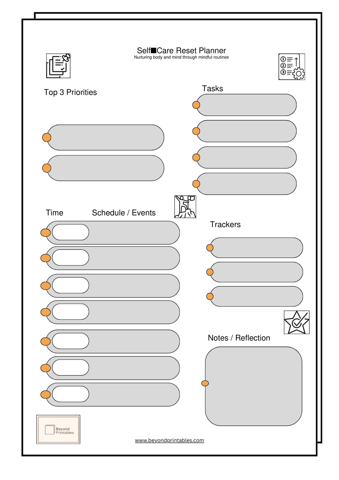 Self Care Reset Planner