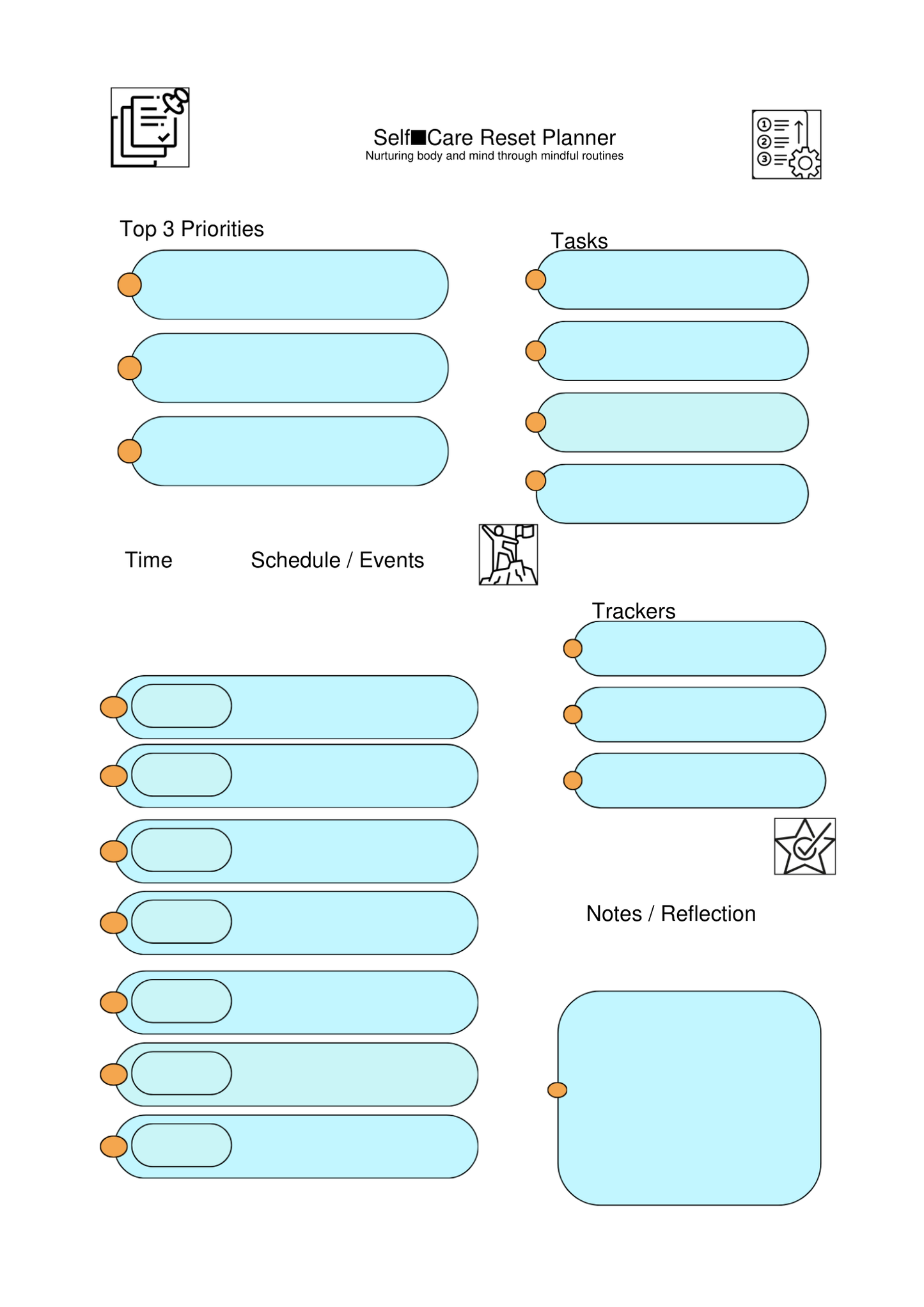 Self Care Reset Planner