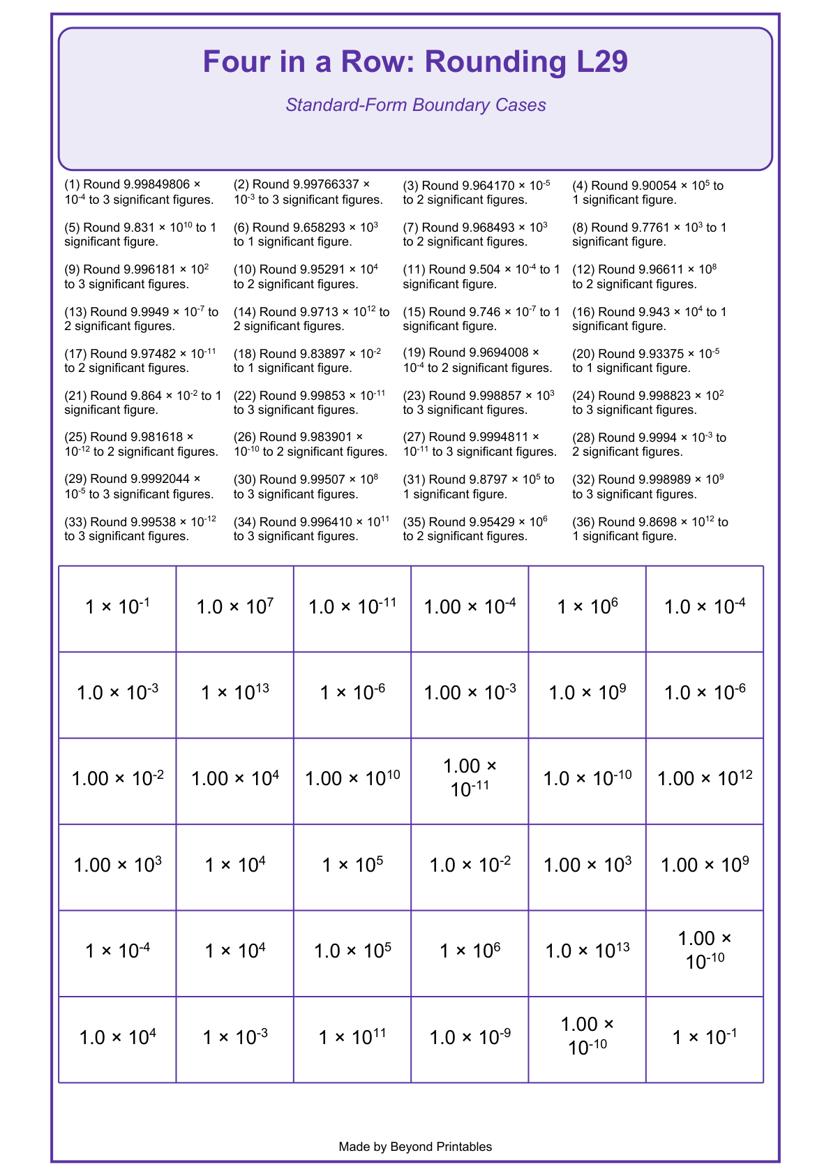 Rounding Four in a Row | Level 29: Standard-Form Boundary Cases | Version 1 — game-board