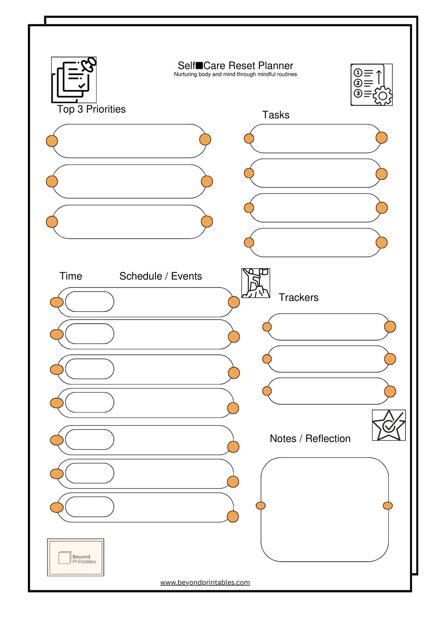 Self Care Reset Planner