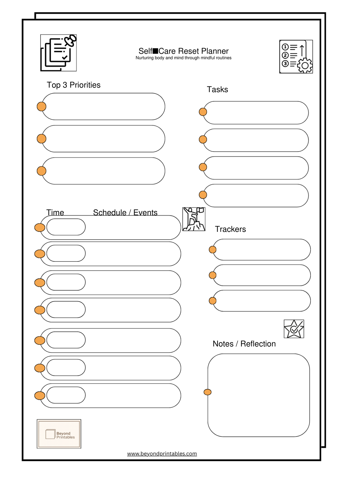 Self Care Reset Planner