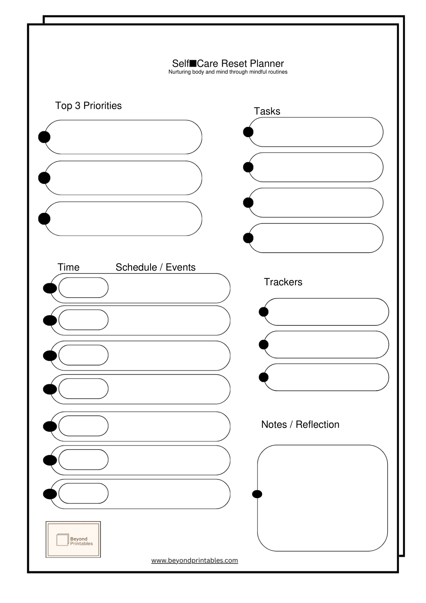 Self Care Reset Planner